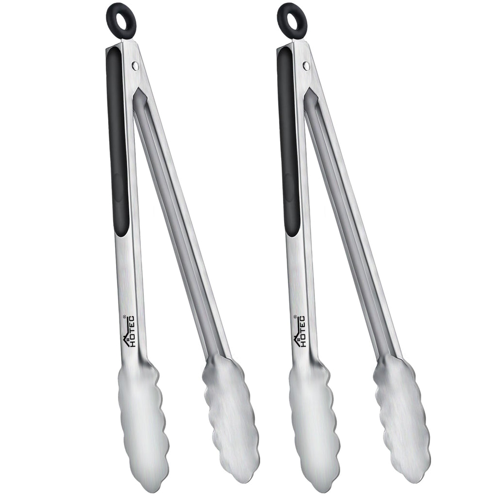 Hotec Tongs for Cooking Stainless Steel Kitchen Tongs Set of 3-7“, 9" & 12"