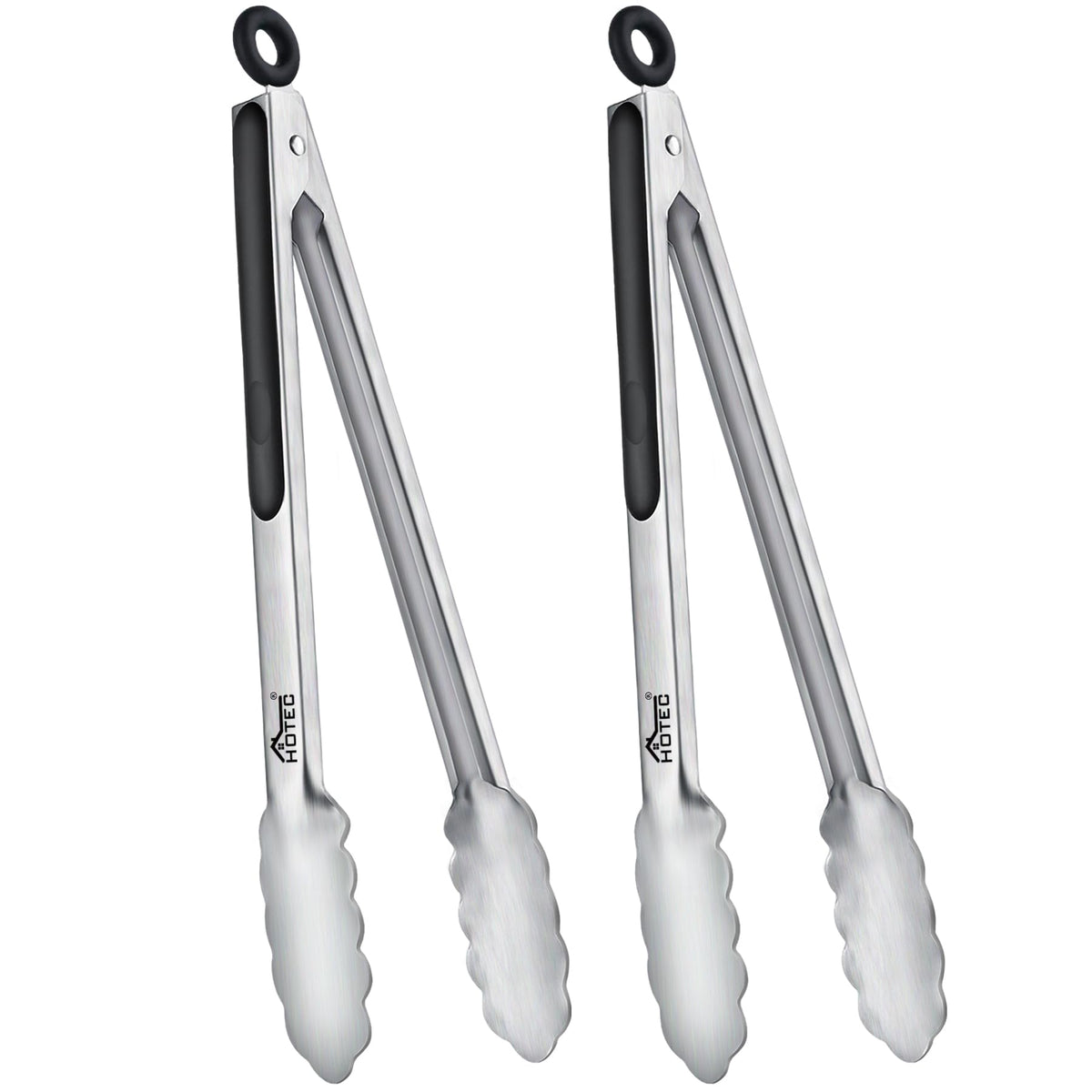 Hotec Tongs for Cooking Stainless Steel Kitchen Tongs Set of 3-7“, 9" & 12"