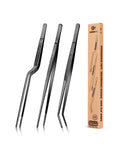 BUNDLEPRO Kitchen Tweezers Tongs with Precision Serrated Tips, 3 Pcs, 12''