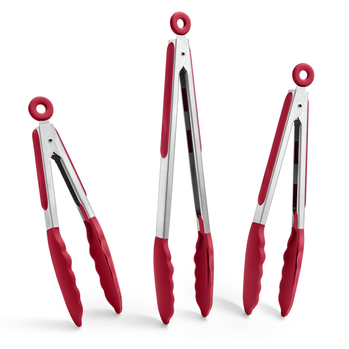 Doosu Kitchen Tongs with Silicone Tips for Cooking Serving (3Pcs, Navy)