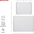 KitchenAid Classic Nonslip 2-Piece Plastic Cutting Board Set with Perimeter Trench and Non Slip Edges, 2-Piece Kitchen Chopping Boards, Dishwasher-Safe, White and Gray