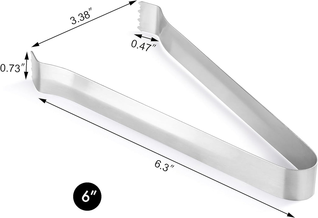 New Star Foodservice Restaurant-Grade Pom Tong, Stainless Steel, 6.5 Inch, Set of 6, Silver