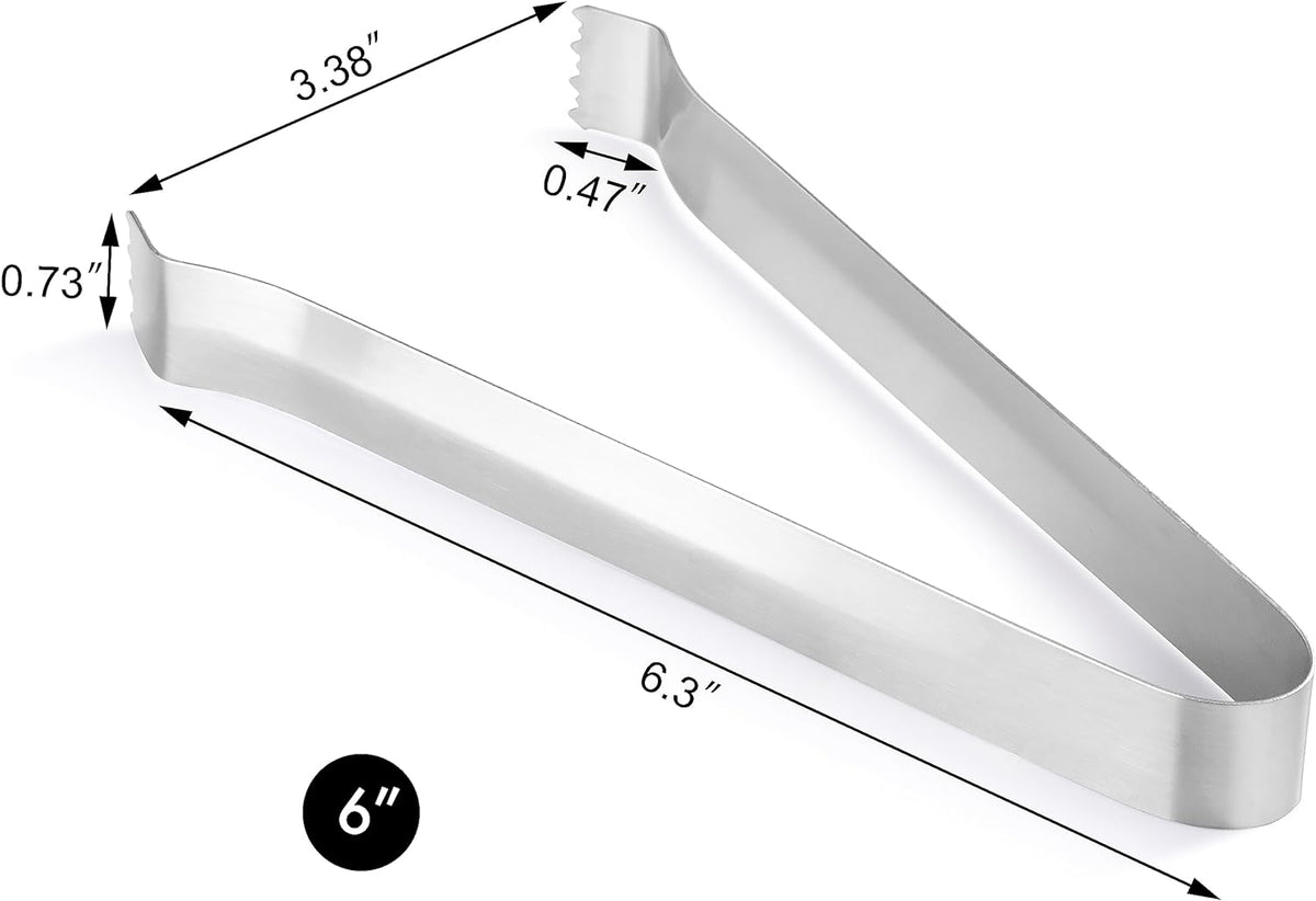 New Star Foodservice Restaurant-Grade Pom Tong, Stainless Steel, 6.5 Inch, Set of 6, Silver