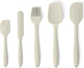 Amazon Basics Silicone Spatulas, 5-Piece Set, Heat-Resistant, Food-Grade, BPA-Free, Non-Slip Handle, Safe for Nonstick Cookware, Dishwasher-Safe, Linen Gray
