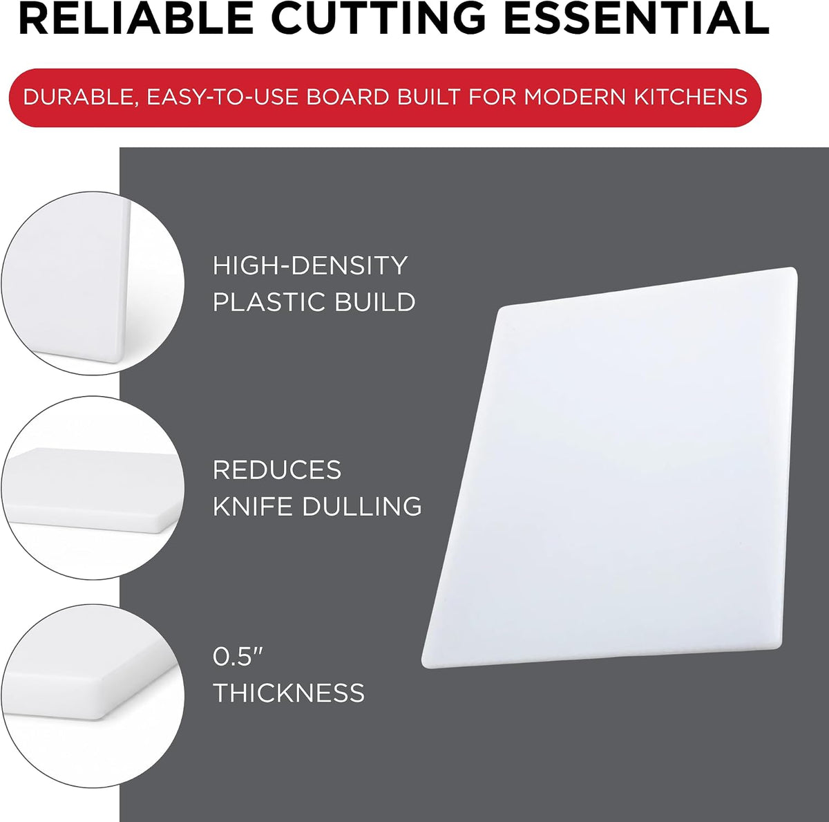 Winco Cutting Board, 18 by 24 by 1/2-Inch, White, 18" x 24"