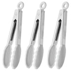 HINMAY Mini Tongs with Silicone Tips 7-Inch Serving Tongs, Set of 3 (Red Blue Green)
