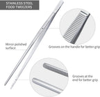 MSY BIGSUNNY 12 Inch Kitchen Tweezers Fine Tweezer Tongs, Stainless Steel Food Tweezers Multi-function Precision Serrated Tips Cooking Tongs Kitchen Serving Tong