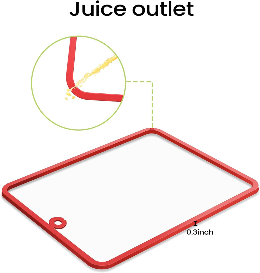 Glass Cutting Board,Tempered Glass Cutting Board for Kitchen Counter,Chopping Board with Non-Slip Edges,Hanging Hole,Scratch Resistant,Heat Resistant,15x10 & 12x8 2PCS