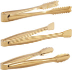 HINMAY Gold Plated Mini Serving Tongs Set 6-Inch Appetizers Tongs, Set of 6