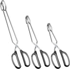HINMAY Stainless Steel Scissor Tongs Cooking Tongs Set, Set of 3 (Black Handle, 10" 12" 16")