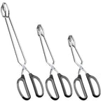 HINMAY Stainless Steel Scissor Tongs Cooking Tongs Set, Set of 3 (Black Handle, 10" 12" 16")
