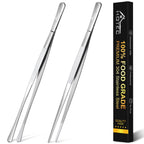HOTEC Kitchen Tweezers Stainless Steel Cooking Tweezers 2 Pcs-12"