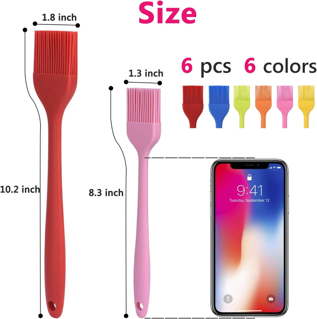 Hhyn Silicone Basting Brush Set 6 Pack, 2 Large & 4 Small