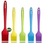 Anaeat 5 Pack Silicone Basting Pastry Brushes - Heat Resistant One-Piece Design with Soft Bristles, Hygienic Marinade Brush for Baking BBQ Grill, Spreading Oil Butter Sauce (Multicolor)