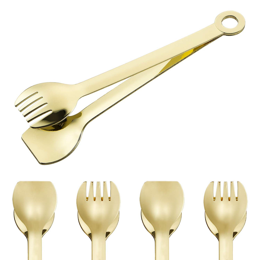 MSY BIGSUNNY Mini Appetizer Tongs Stainless Steel Set of 4, Small Serving Tongs, 6 Inch(15.2cm, Silver)