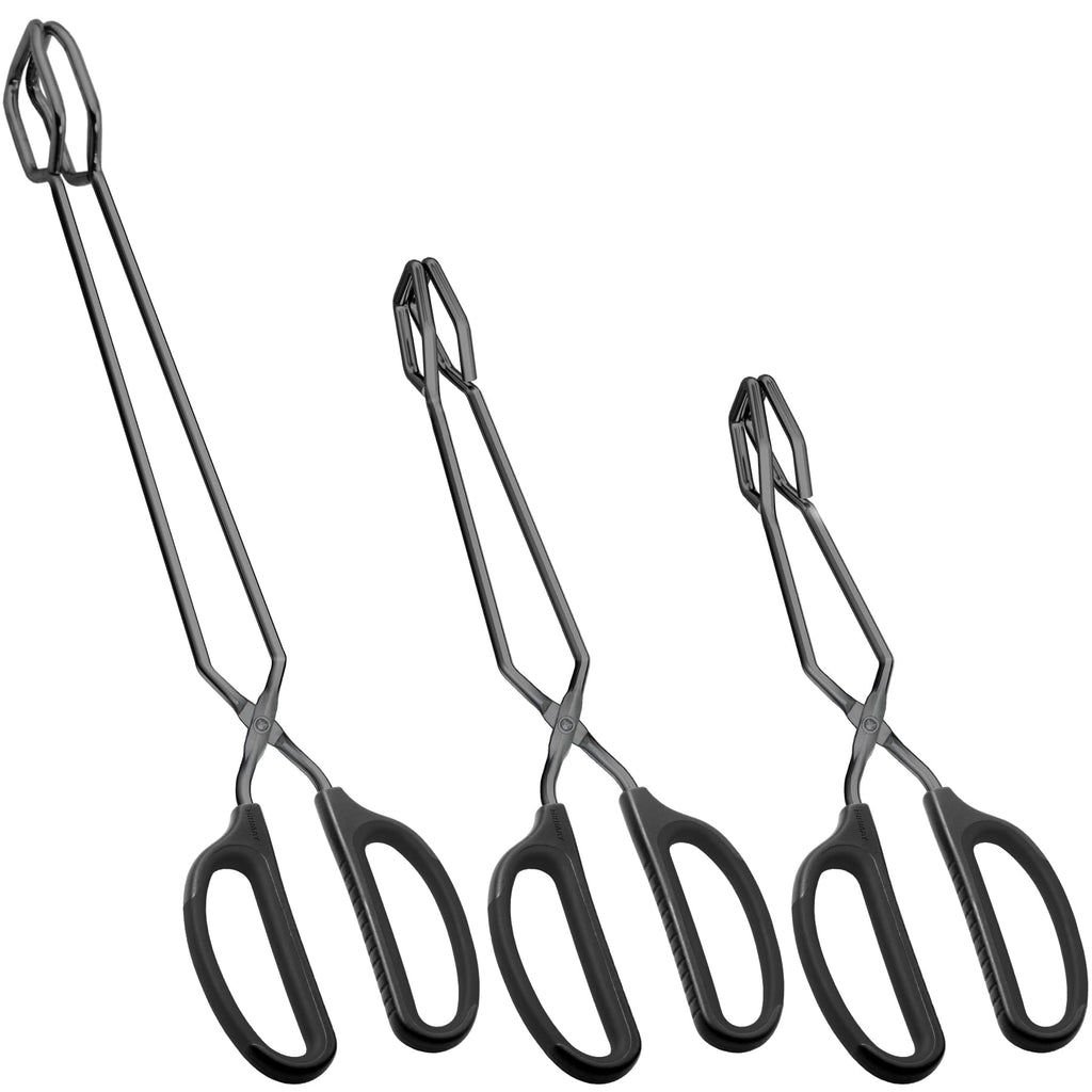 HINMAY Stainless Steel Kitchen Scissor Tongs Set, Set of 3 (10/12/16 Inch)