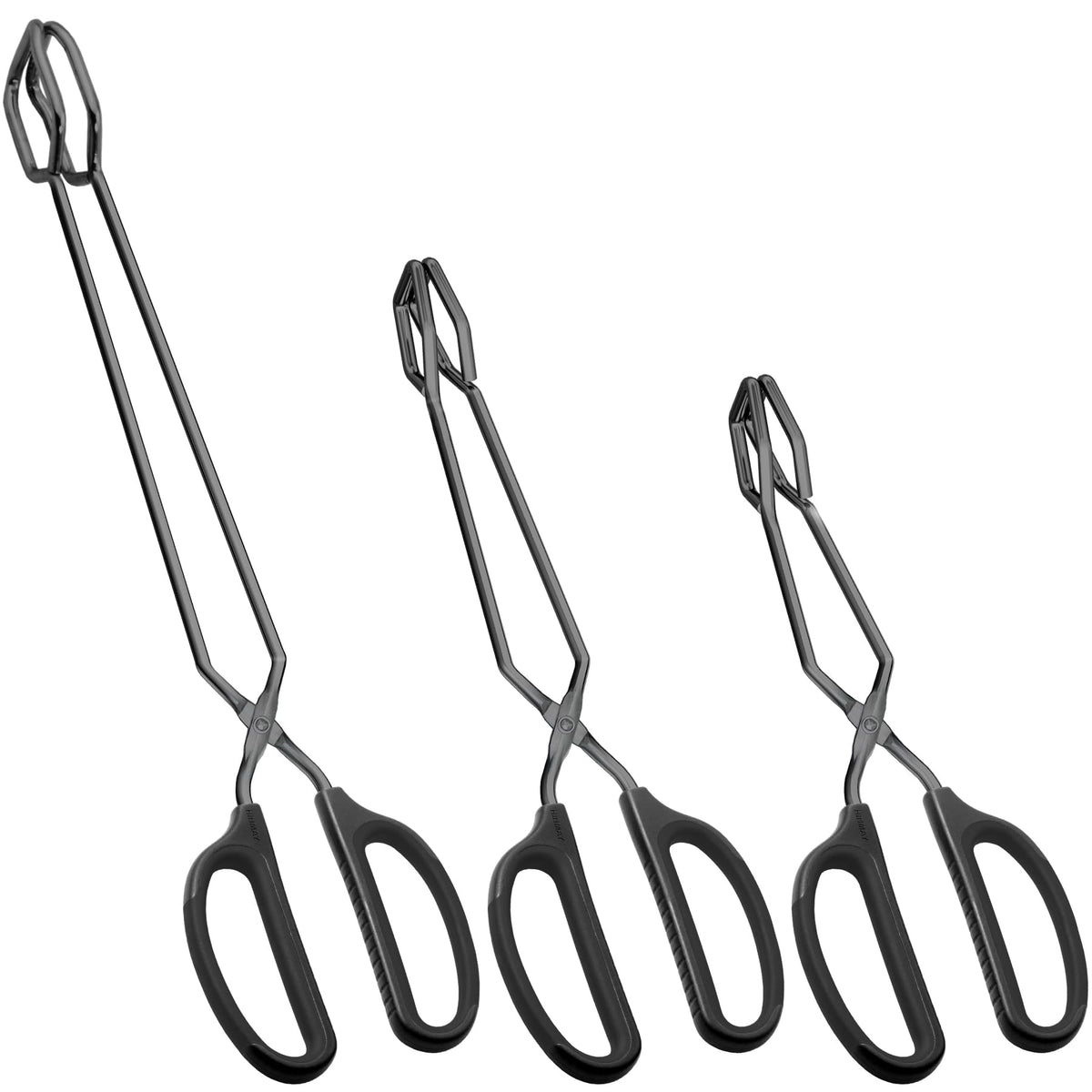 HINMAY Stainless Steel Kitchen Scissor Tongs Set, Set of 3 (10/12/16 Inch)