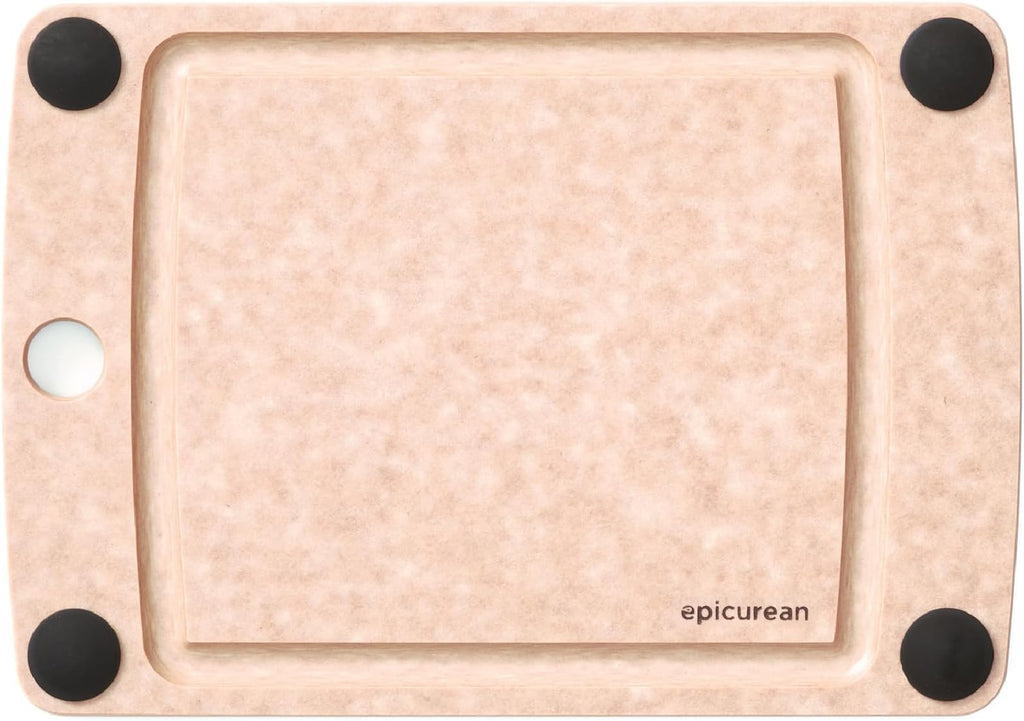 Epicurean All-In-One Cutting Board with Non-Slip Feet and Juice Groove, 17.5" × 13", Natural/Black