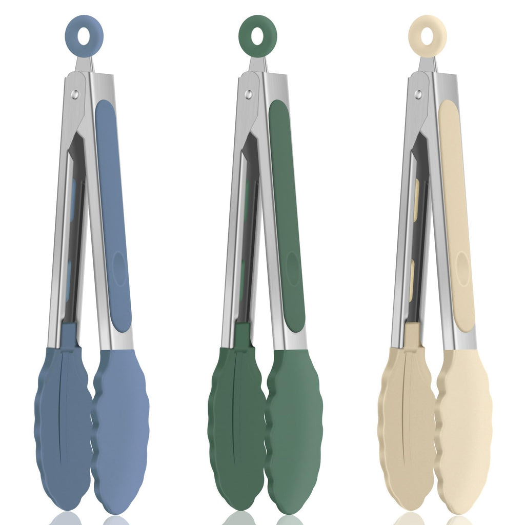 Tongs for Cooking, Stainless Steel Kitchen Tongs with Silicone Tips