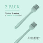JS Gourmet Silicone Small Basting and Pastry Brush - Pastel Green - 2-Pack