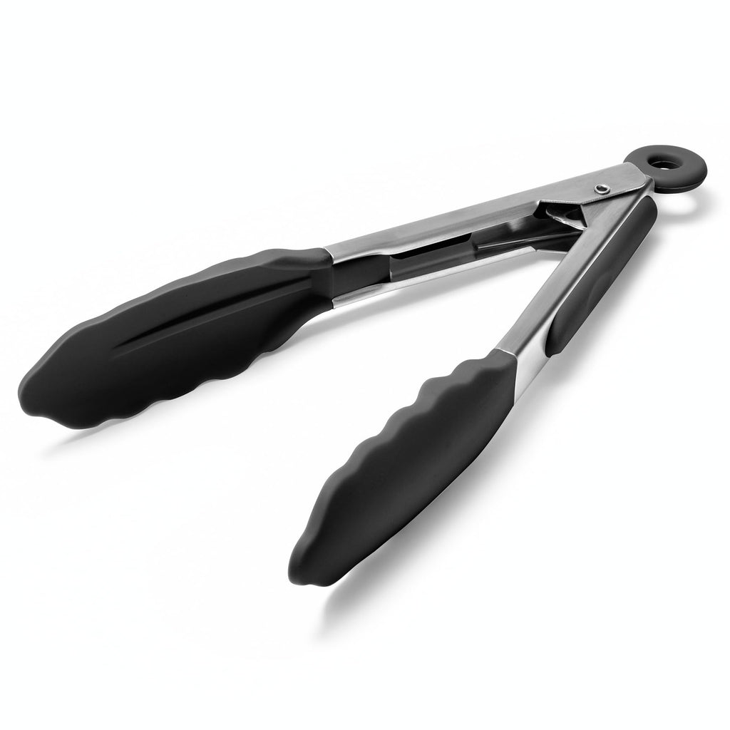 Doosu Kitchen Tongs with Silicone Tips for Cooking Serving (3Pcs, Navy)