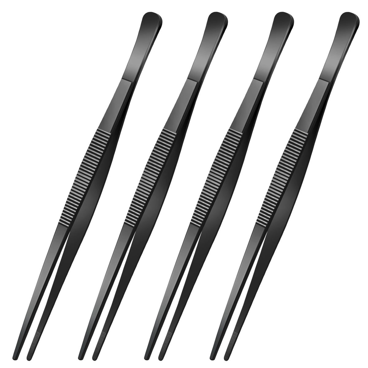 Yaomiao 4 Packs 12 Inch Cooking Tweezers Bar Kitchen Tongs, Silver
