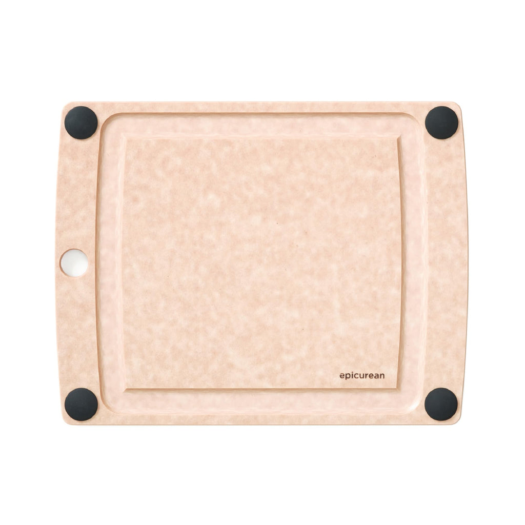 Epicurean All-In-One Cutting Board with Non-Slip Feet and Juice Groove, 10" × 7", Natural/Black