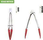 HINMAY Small Tongs with Silicone Tips 7-Inch Mini Serving Tongs, Set of 6