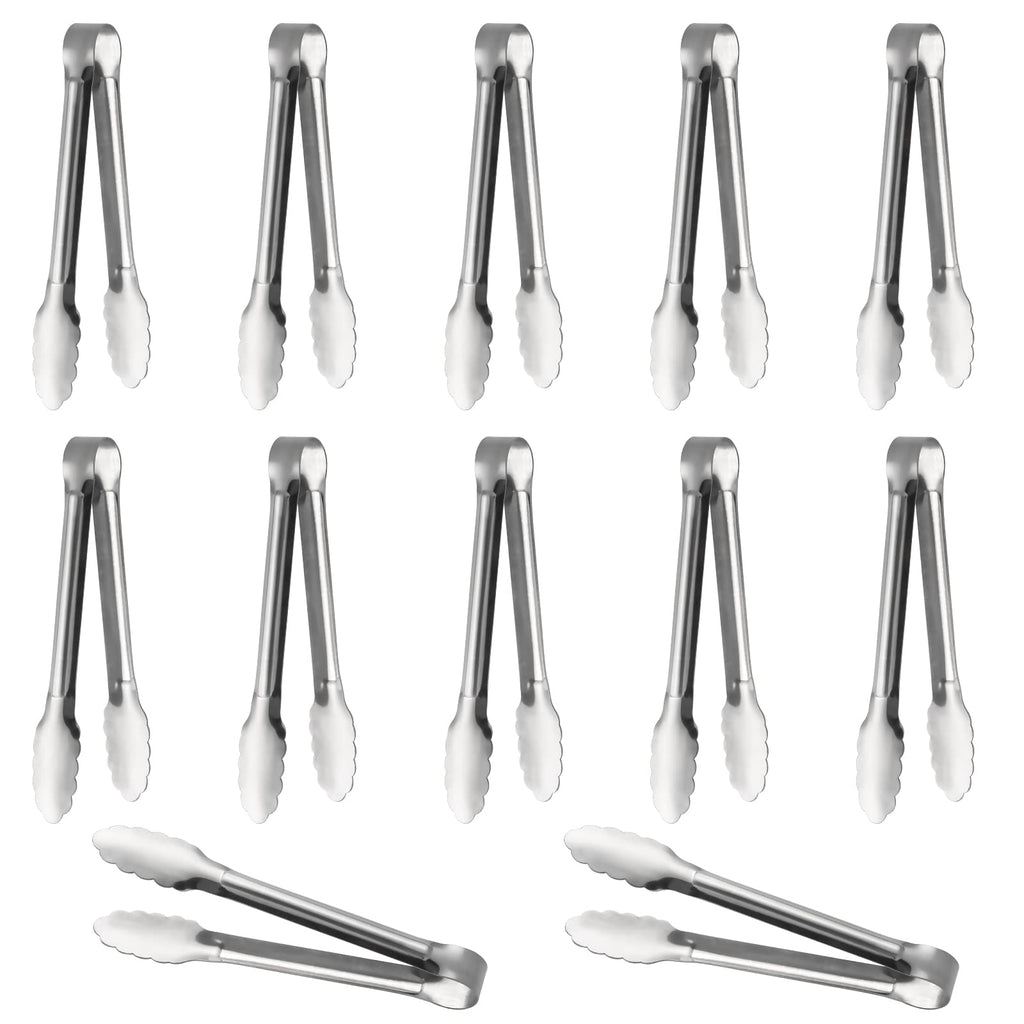 Serving Tongs,Buffet Tongs, ACAUTO Stainless Steel Food Tong Serving Tong Small Serving Tongs Stainless Steel Mini Appetizer Tongs, Set of 6 (7 Inch)