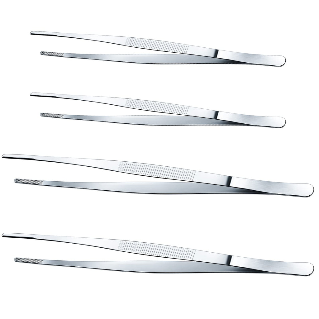 Yaomiao 4 Packs 12 Inch Cooking Tweezers Bar Kitchen Tongs, Silver