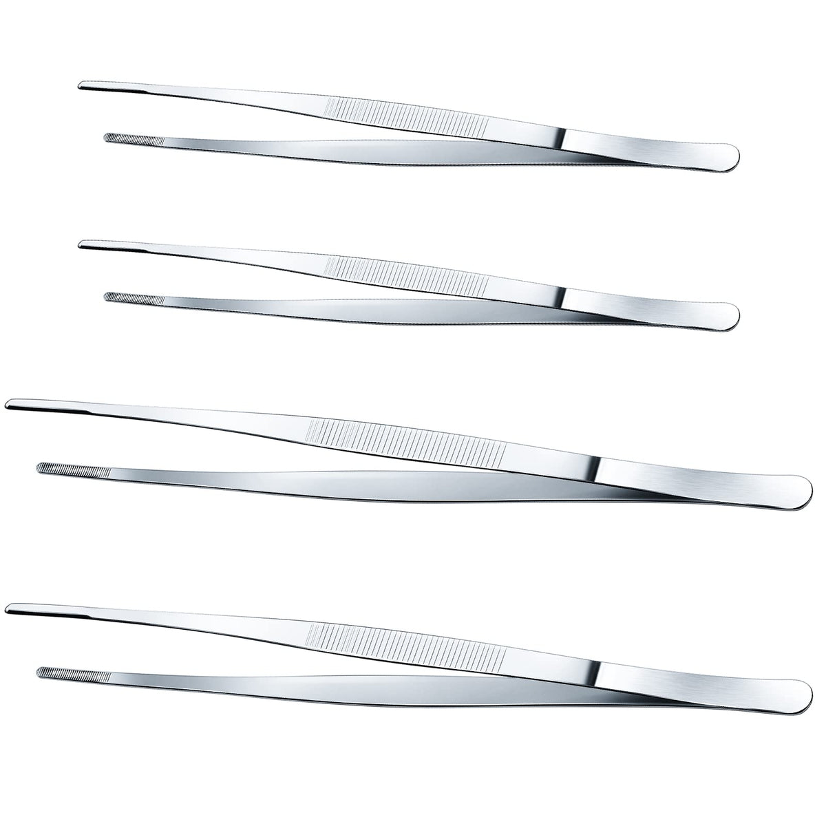 Yaomiao 4 Packs 12 Inch Cooking Tweezers Bar Kitchen Tongs, Silver