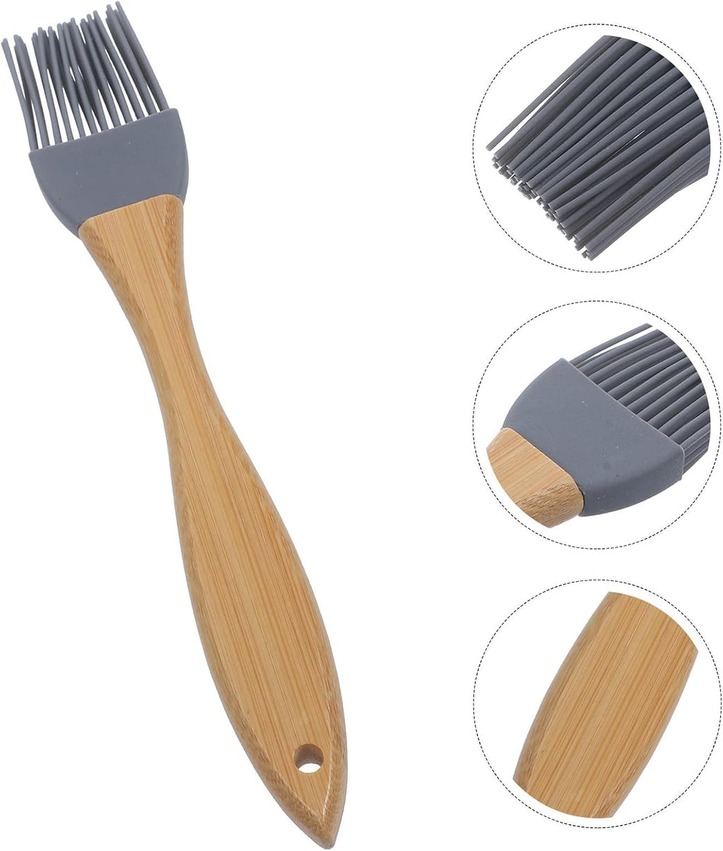 SEWACC Food Grade Silicone Barbecue Oil Brush with Wood Handle Basting Sauce Brush for Bbq Grilling and Baking Heat Resistant Silicone for Outdoor Cooking