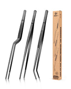 BUNDLEPRO Kitchen Tweezers Tongs with Precision Serrated Tips, 3 Pcs, 12''