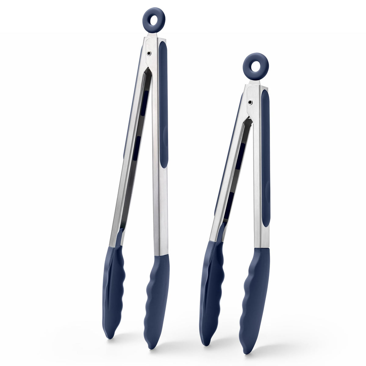 Doosu Kitchen Tongs with Silicone Tips for Cooking Serving (3Pcs, Navy)