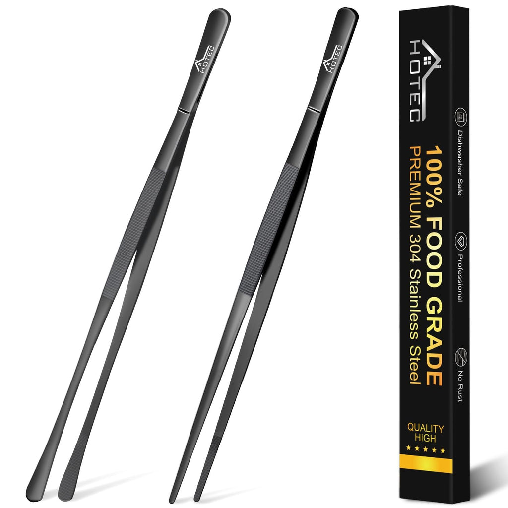 HOTEC Kitchen Tweezers Stainless Steel Cooking Tweezers 2 Pcs-12"