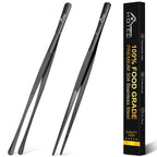 HOTEC Kitchen Tweezers Stainless Steel Cooking Tweezers 2 Pcs-12"
