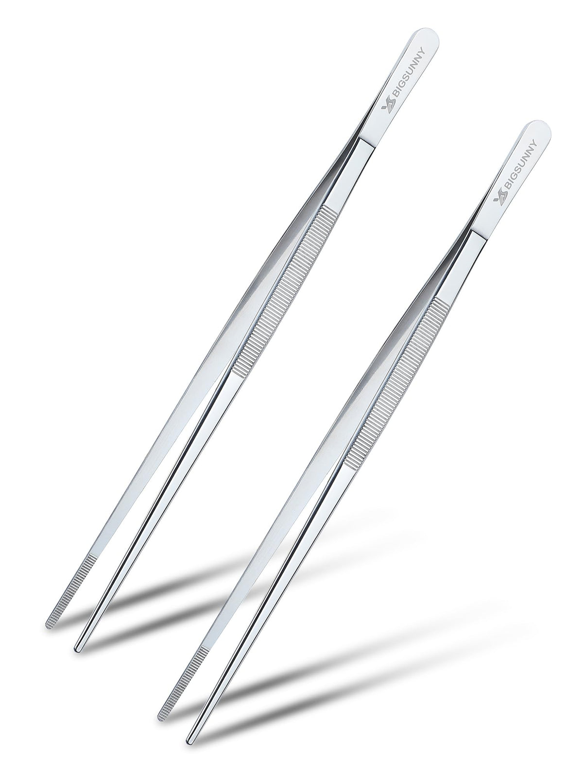 MSY BIGSUNNY 12 Inch Kitchen Tweezers Fine Tweezer Tongs, Stainless Steel Food Tweezers Multi-function Precision Serrated Tips Cooking Tongs Kitchen Serving Tong