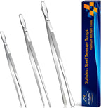 JETKONG 6 Pcs Cooking Tweezer Tongs, 12'' and 6.3" Stainless Steel Kitchen Tweezer Set, Professional Chef Tweezers for Cooking, Repairing, Sea Food, BBQ, Multi-use