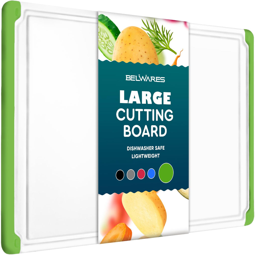 Belwares Large Plastic Cutting Board for Kitchen, 18-Inch Chopping Board