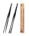 BUNDLEPRO Kitchen Tweezers Tongs with Precision Serrated Tips, 2 Pcs, 12''