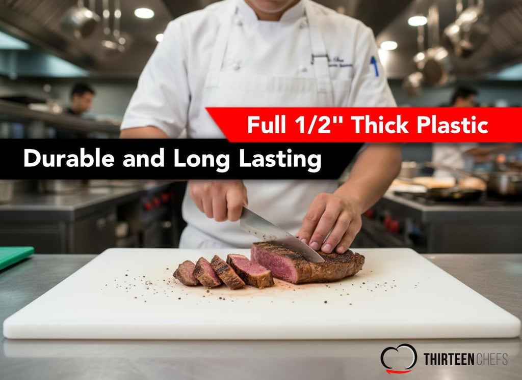 Thirteen Chefs 18x12 White Cutting Board for Kitchen, 1/2" Thick Plastic