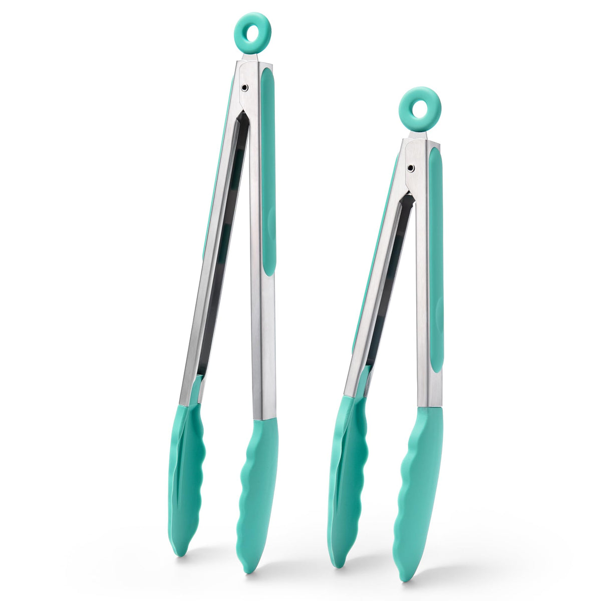 Doosu Kitchen Tongs with Silicone Tips for Cooking Serving (3Pcs, Navy)