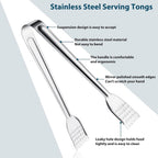 8 Pack 7-Inch Stainless Steel Serving Tongs, Mini Buffet Tongs for Appetizers, Desserts, Salad Bar, Ice, Sugar and Candy