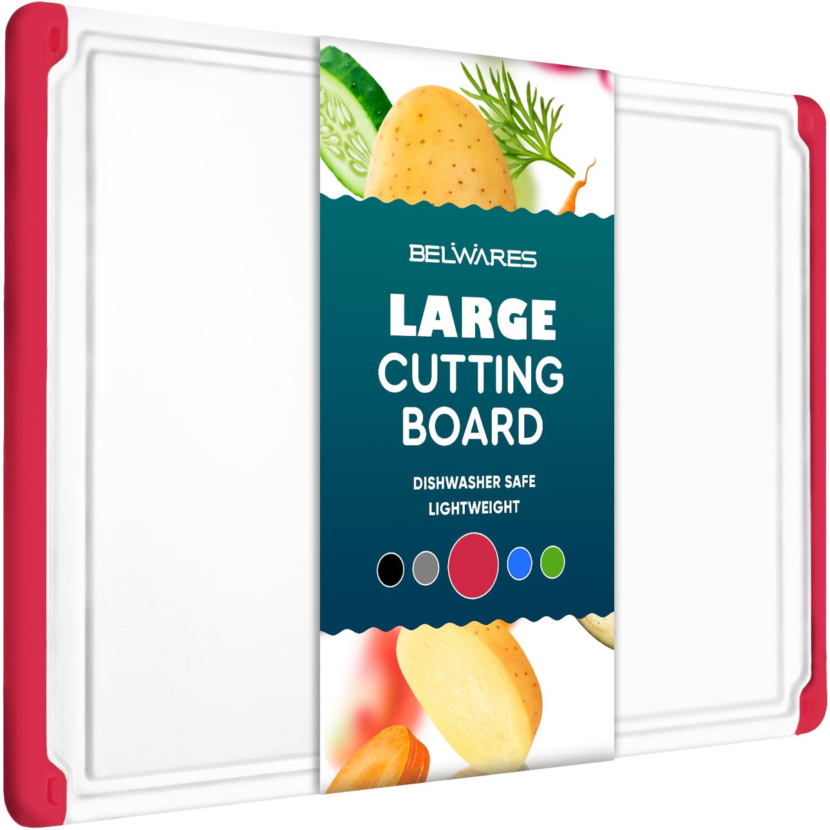 Belwares Large Plastic Cutting Board for Kitchen, 18-Inch Chopping Board