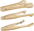 HINMAY Gold Plated Mini Serving Tongs Set 6-Inch Appetizers Tongs, Set of 6