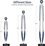U-Taste Kitchen Tongs for Cooking, 600ºF Heat-Resistant, 3Pcs/Midnight Blue