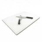 Thirteen Chefs 18x12 White Cutting Board with Groove, 1/2" Thick Plastic