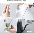 Silicone Bottle Brush & Silicone Straw Cleaner Set – 12.5” Long Handle, Flexible, Odor-Resistant, Dishwasher Safe – for Water Bottles, Baby Bottles, Tumblers & Straws (Grey)