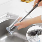Silicone Bottle Brush & Silicone Straw Cleaner Set – 12.5” Long Handle, Flexible, Odor-Resistant, Dishwasher Safe – for Water Bottles, Baby Bottles, Tumblers & Straws (Grey)