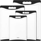 Empune BPA-Free Plastic Cutting Board for Kitchen with Juice Grooves, Extra Large Dishwasher Safe Cutting Boards Set of 4 with Handles, Thick Non-Slip Chopping Board for Meat, Fruit and Chicken, Black